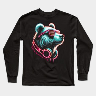 Bear With Sunglasses And Headphones Long Sleeve T-Shirt